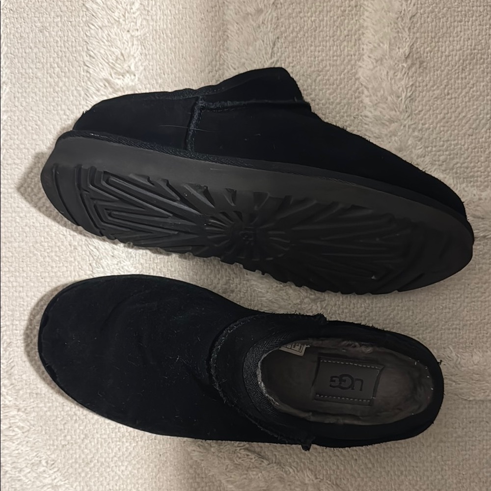 UGG Black Suede Slip-On Shoes
